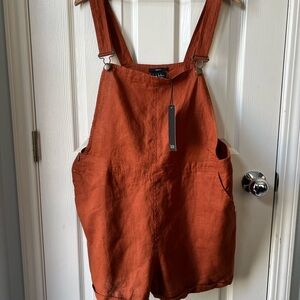 NWT - Nicole Miller Linen Shorts Overalls